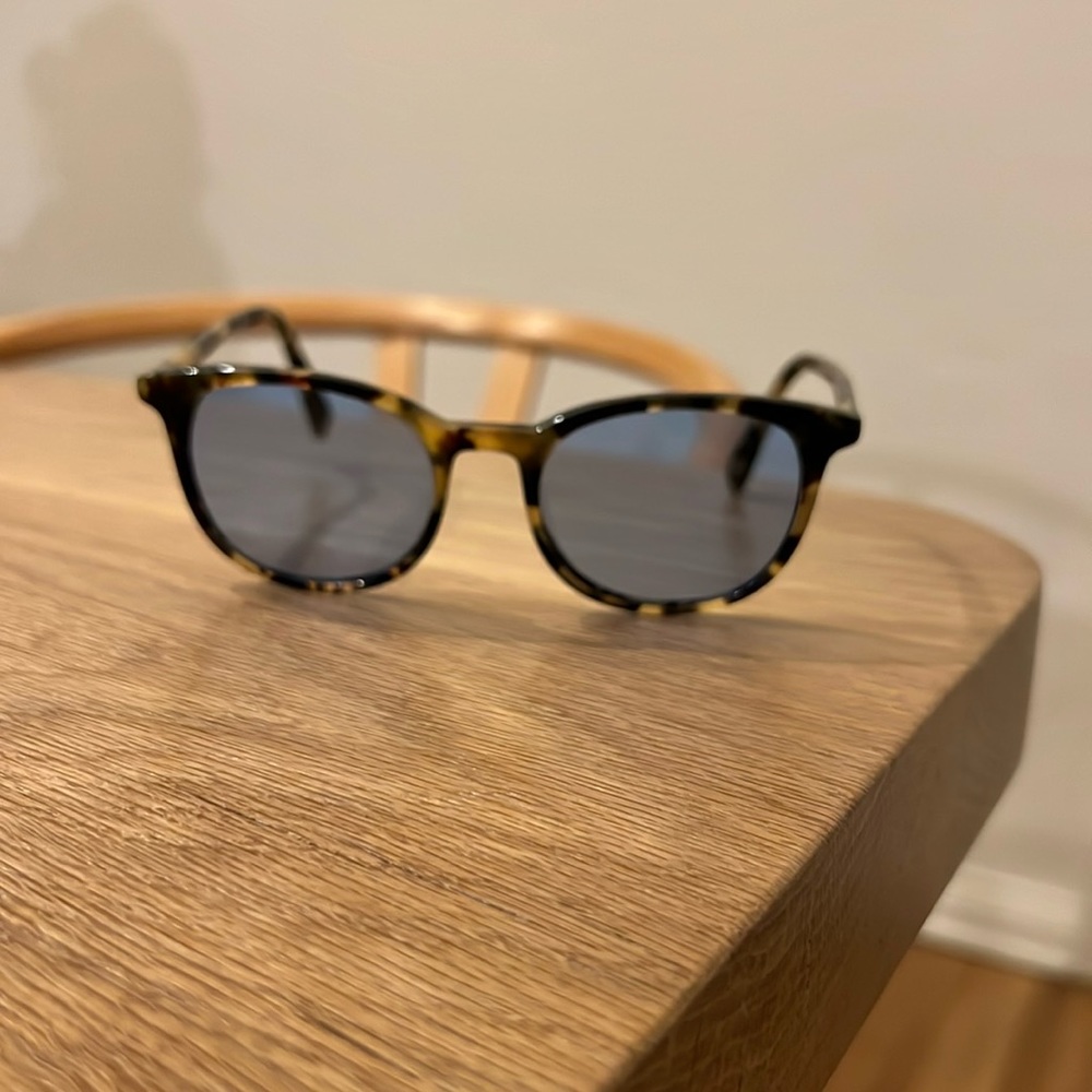 Warby Parker sunglasses with custom blue lens